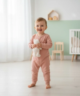 Dětský overal bez šlapek pudrový 104