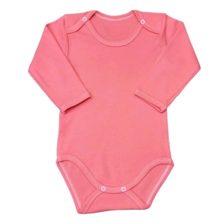 Dětské bavlněné body dl. rukáv korálová 104