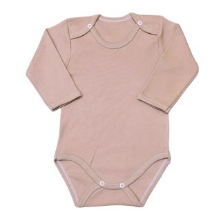 Dětské bavlněné body dl. rukáv kapučíno 104