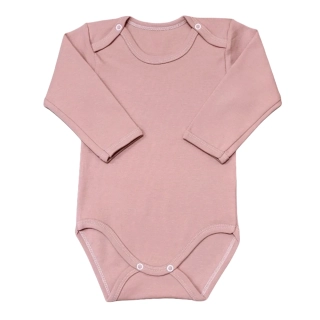 Dětské bavlněné body dl. rukáv pudrová 104
