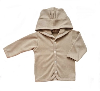 Kojenecká bavlněná mikinka s kapucí kapučíno 62