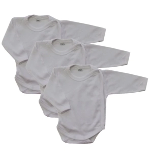 Kojenecké zavinovací body 3 kusy dl. rukáv bílá 62