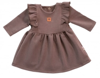 Kojenecké teplákové šatičky Vintage LOVE čokoláda 56