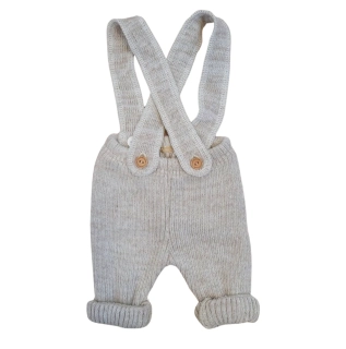 Kojenecké pletené kalhoty se šlemi kapučíno 56/62