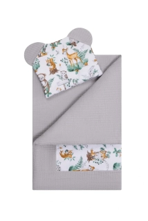 Bocioland 2D set vaflová deka + polštářek Lesní zvířátka šedá