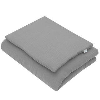 Mušelínový 2D set polštářek + peřinka šedá