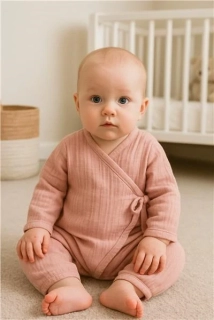 Kojenecký mušelínový overal pudrová 62