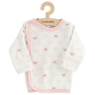 Kojenecká bavlněná košilka méďa bílorůžová 50