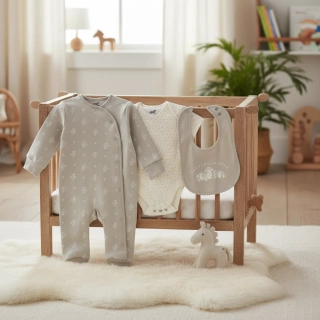 Kojenecká rostoucí souprava Houbičky šedá 56/62