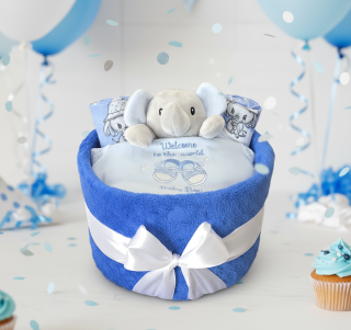 Brumlík dárkový balíček dortík Sweet baby boy 50/56