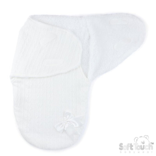 Vyteplená swaddle zavinovačka s kožíškem bílá