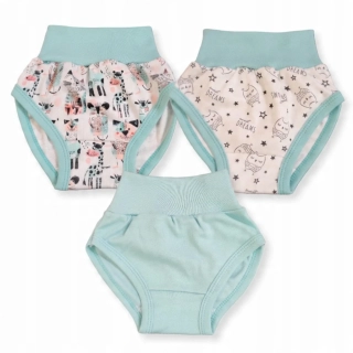 Dětské kalhotky 3 kusy Zvířátka mint 68/74