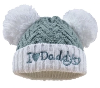 Kojenecká šalvějová čepička - I LOVE DADDY