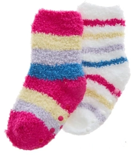 Dívčí froté ponožky 2 páry - protiskluz růžová/bílá