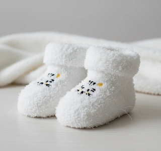 Kojenecké žinilkové ponožky tygřík bílá