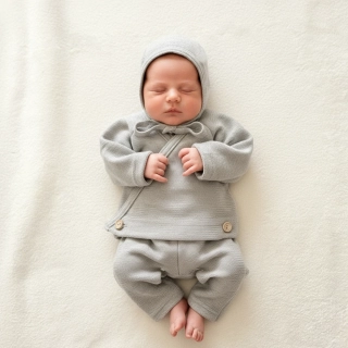 Kojenecká 3D pletená souprava MIMI šedá 50