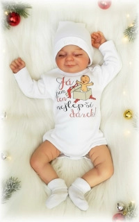 Kojenecké body s nápisem Já jsem ten nejlepší dárek bílé