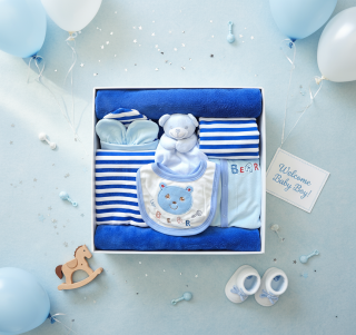 Brumlík dárkový set pro miminko Medvídek proužek tm 50/62