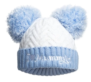 Kojenecká modrá čepička - I LOVE MUMMY