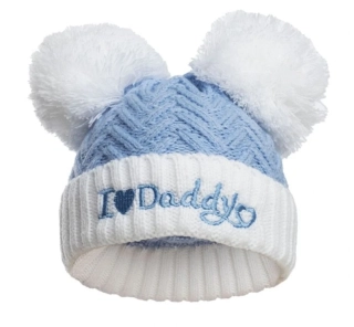 Kojenecká modrá čepička - I LOVE DADDY