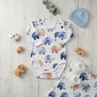 Dětské body dl.rukáv Slůňata srdíčka 104