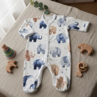 Kojenecký overal Slůňata srdíčka 62