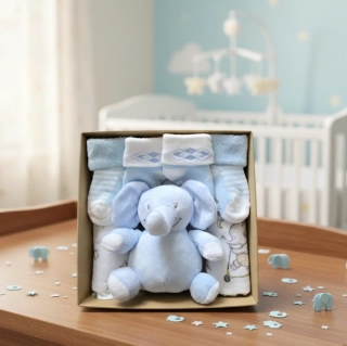 Brumlík dárkový set pro miminko Veselý sloník modrá 74/80