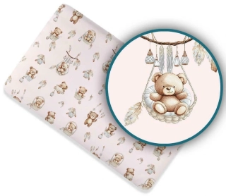 Dětské bavlněné prostěradlo Medvídci lapač snů růžová