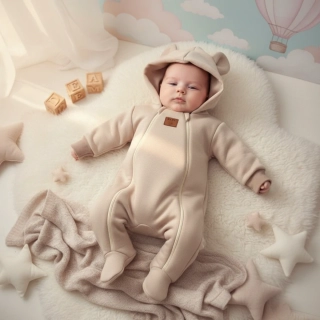 Kojenecký teplý teplákový overal káva 62