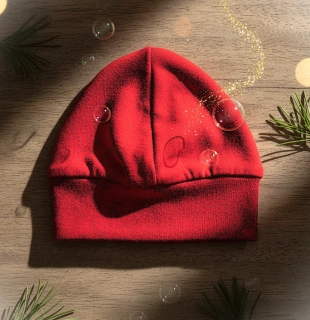 Kojenecká bavlněná čepička Hříbek červená