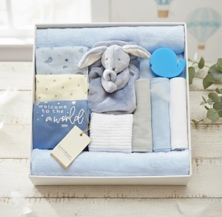 Brumlík dárkový set pro miminko modrý zajíček 62