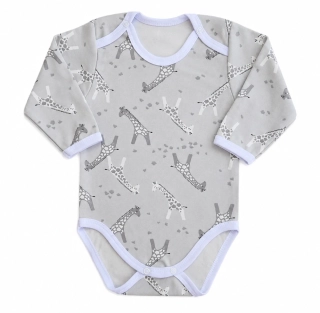 Dětské body dl. rukáv Šedá žirafka 104