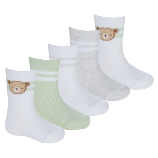 Dětské bavlněné ponožky Medvídek 5 ks - mint