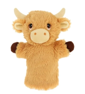 Keeleco maňásek na ruku Skotská kravička 27 cm – ekologická plyšová hračka Keel Toys