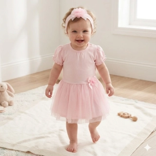 Dívčí šaty s tylovou sukýnkou a čelenkou růžové – Rock A Bye Baby BOUTIQUE 80