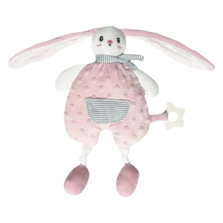 Růžový minky zajíček s kousátkem Tulilo – 30 cm
