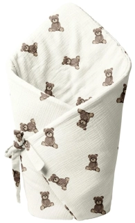 Mušelínová zavinovačka Teddy – mašle na boku