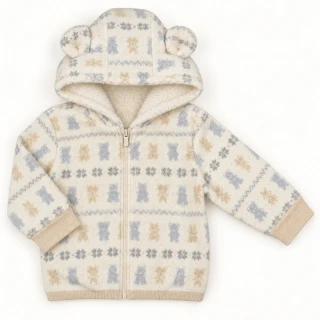 Dětská fleecová bundička s kožíškem Medvídci krémová – Pure & Soft 74/80