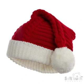 Vánoční pletená čepice Santa Claus pro miminko 0–12 měsíců – Soft Touch
