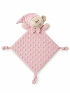Minky spinkáček medvídek s čepičkou růžový