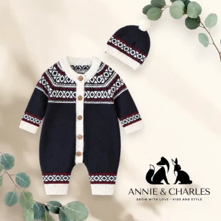 Kojenecký pletený overal s čepičkou – tmavě modrý | Annie & Charles® 86
