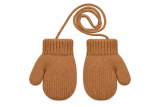 Kojenecké pletené palčáky hnědé se šňůrkou 13cm