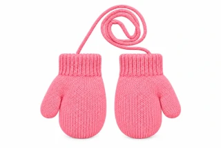 Kojenecké pletené palčáky růžové se šňůrkou 13cm