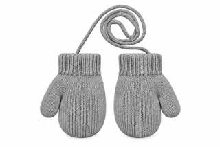 Kojenecké pletené palčáky šedé se šňůrkou 13cm