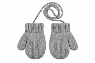 Kojenecké vyteplené pletené palčáky šedé se šňůrkou 13cm