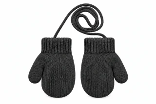 Kojenecké pletené palčáky antracit se šňůrkou 13cm