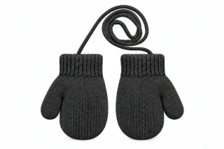 Kojenecké vyteplené pletené palčáky antracit se šňůrkou 13cm