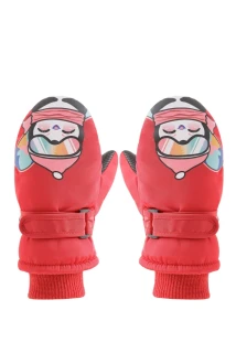 Dětské zimní šusťákové palčáky Be Snazzy Tučňák červené 14cm