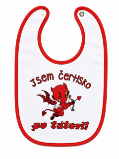 Bryndáček s nápisem "Jsem čertisko po tátovi"