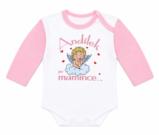 Originální body "Andílek po mamince" růžová 50